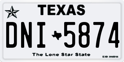 TX license plate DNI5874