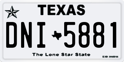 TX license plate DNI5881