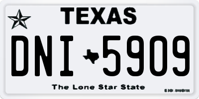 TX license plate DNI5909