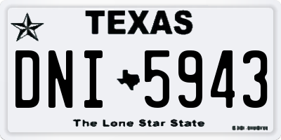 TX license plate DNI5943
