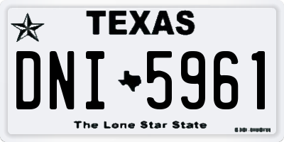 TX license plate DNI5961