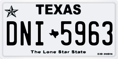 TX license plate DNI5963