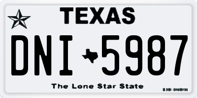 TX license plate DNI5987