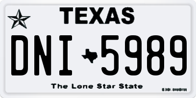 TX license plate DNI5989