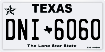 TX license plate DNI6060