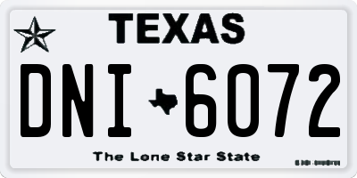 TX license plate DNI6072