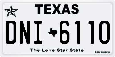 TX license plate DNI6110