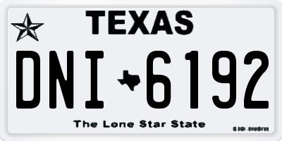 TX license plate DNI6192