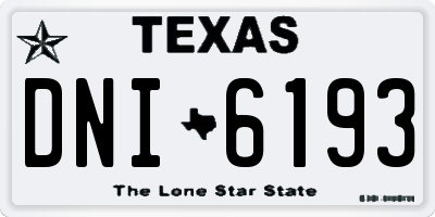 TX license plate DNI6193