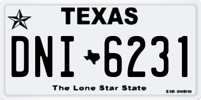 TX license plate DNI6231