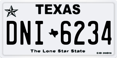 TX license plate DNI6234