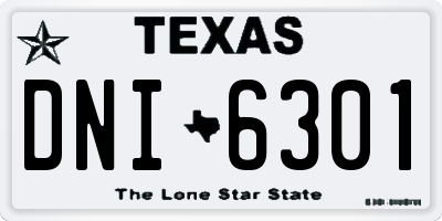 TX license plate DNI6301