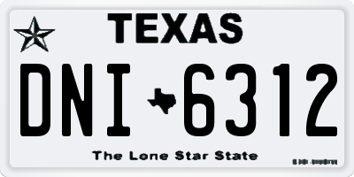TX license plate DNI6312