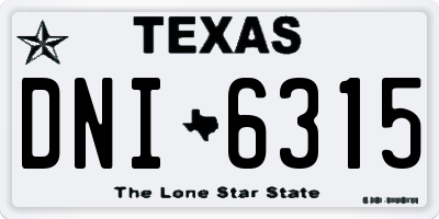 TX license plate DNI6315