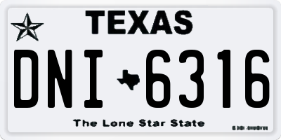 TX license plate DNI6316