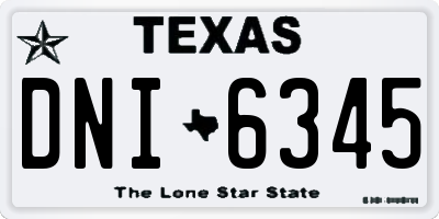TX license plate DNI6345
