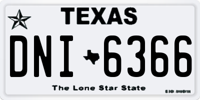 TX license plate DNI6366