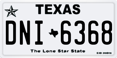 TX license plate DNI6368