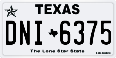 TX license plate DNI6375