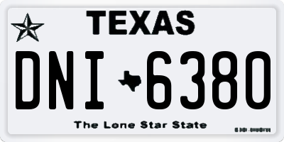 TX license plate DNI6380