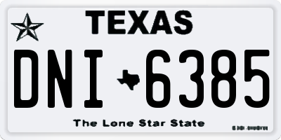 TX license plate DNI6385