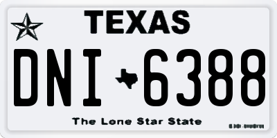 TX license plate DNI6388