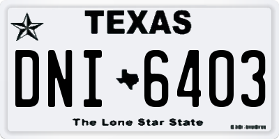 TX license plate DNI6403