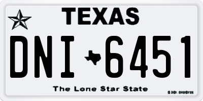TX license plate DNI6451