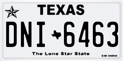 TX license plate DNI6463