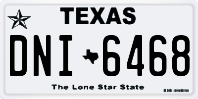 TX license plate DNI6468