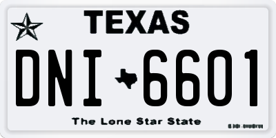 TX license plate DNI6601