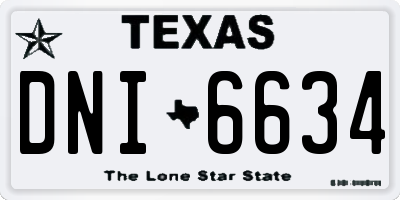 TX license plate DNI6634