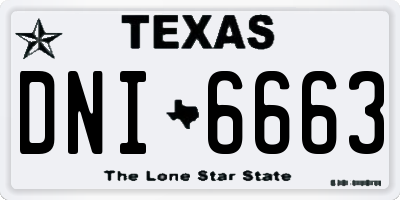 TX license plate DNI6663
