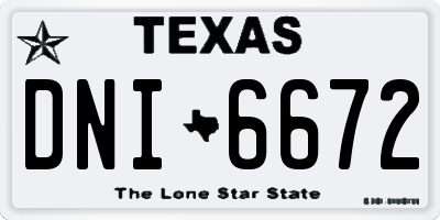 TX license plate DNI6672