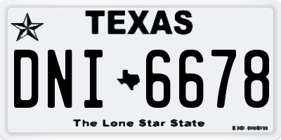 TX license plate DNI6678