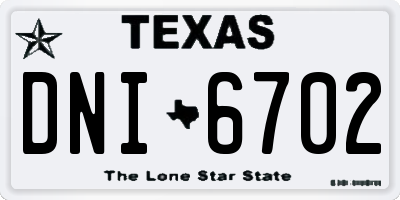 TX license plate DNI6702