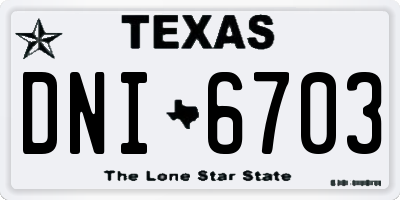 TX license plate DNI6703