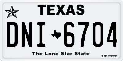 TX license plate DNI6704