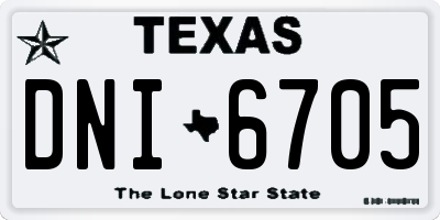 TX license plate DNI6705