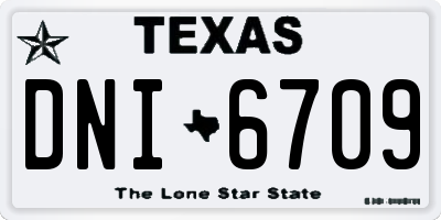 TX license plate DNI6709