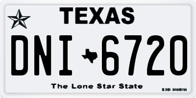 TX license plate DNI6720