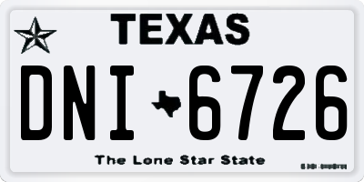 TX license plate DNI6726