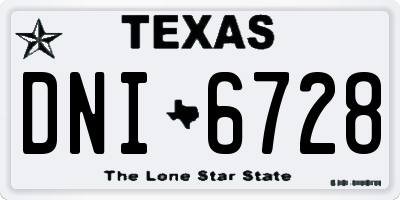 TX license plate DNI6728
