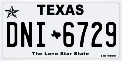 TX license plate DNI6729