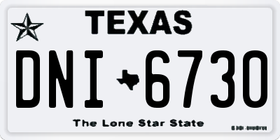 TX license plate DNI6730