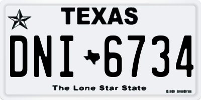 TX license plate DNI6734