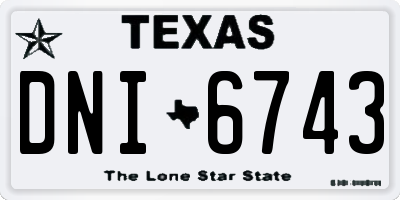 TX license plate DNI6743