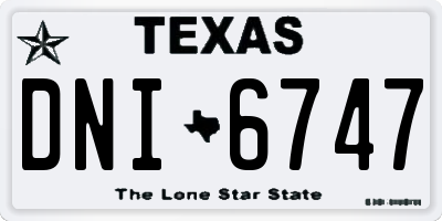 TX license plate DNI6747