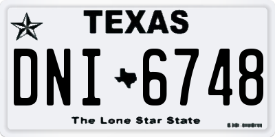 TX license plate DNI6748