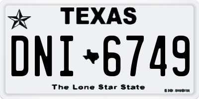TX license plate DNI6749